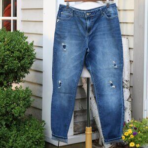 Jennifer Lopez Plus Size Distressed Holes w Rhinestones Stretch Skinny Jeans 16